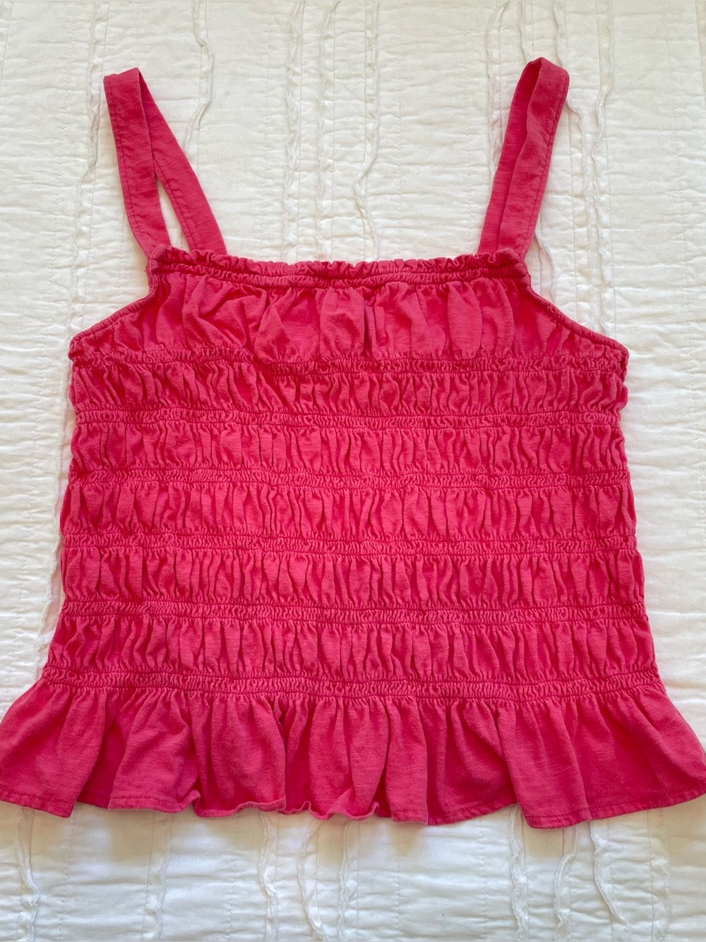 Hot Pink Shirred Ruffle Tank Crop Top | XXL